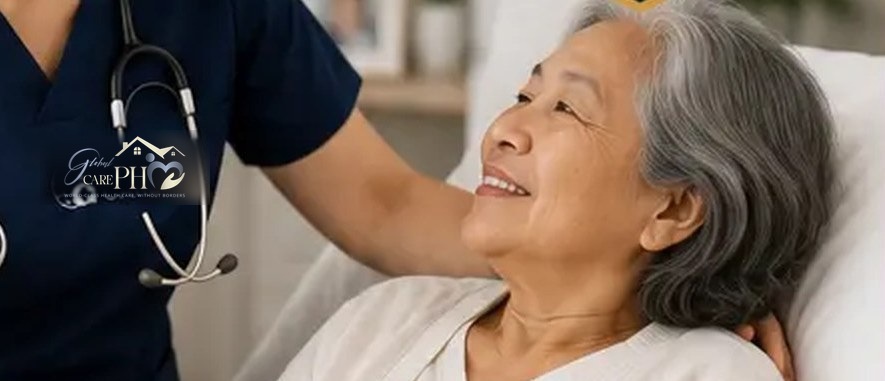 Global Care PH hospice nurse comforting a patient at home